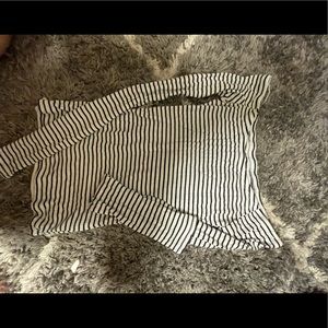 off the shoulder long sleeve stripped top